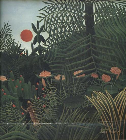 Henri Rousseau Negro Attacked by a jaguar oil painting image